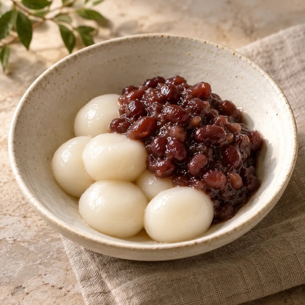 AI-generated serving suggestion for Shiratama with sweet red bean