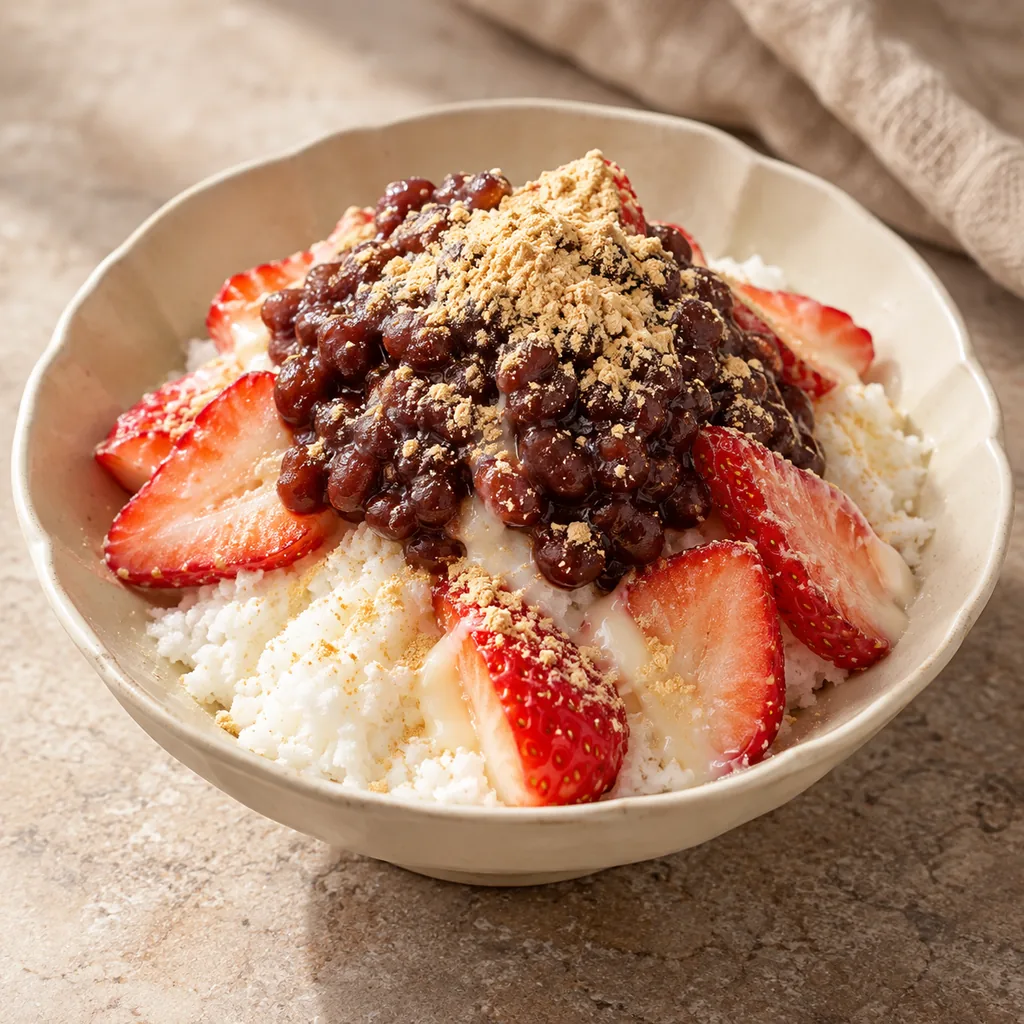AI-generated serving suggestion for Red bean milk bingsu