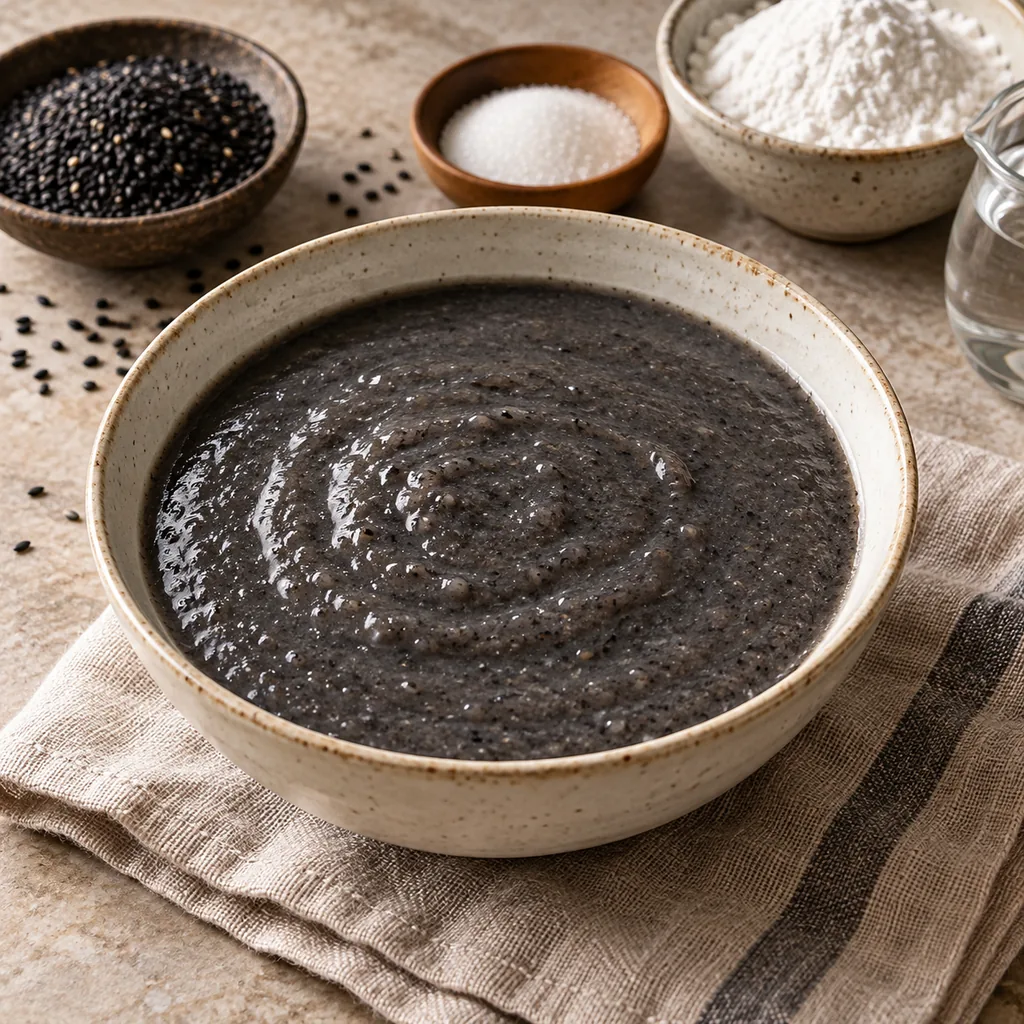 AI-generated serving suggestion for Sweet black sesame porridge