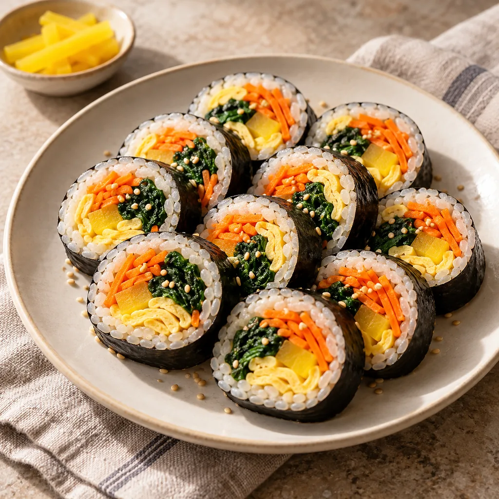 AI-generated serving suggestion for Vegetable gimbap