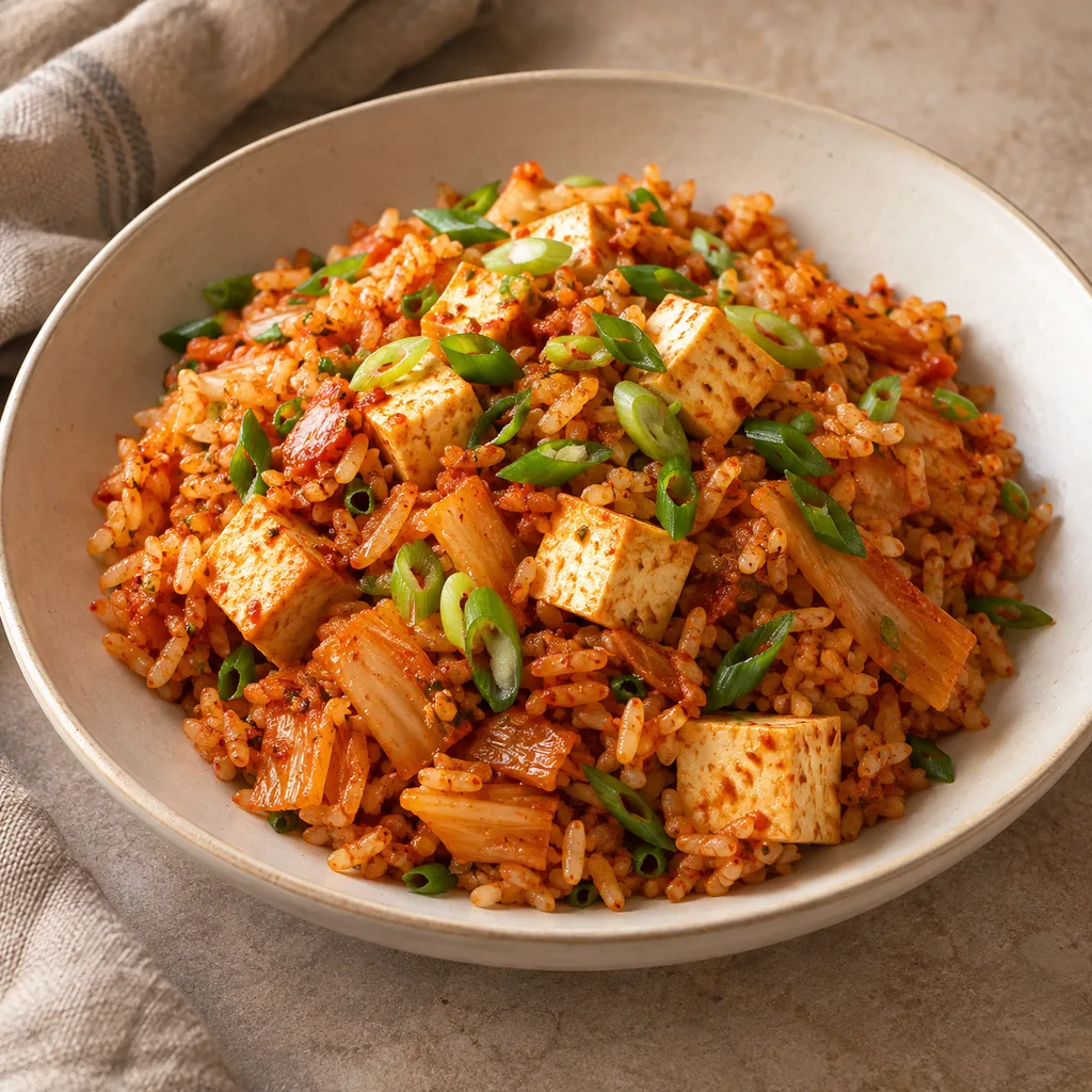 AI-generated serving suggestion for Kimchi fried rice