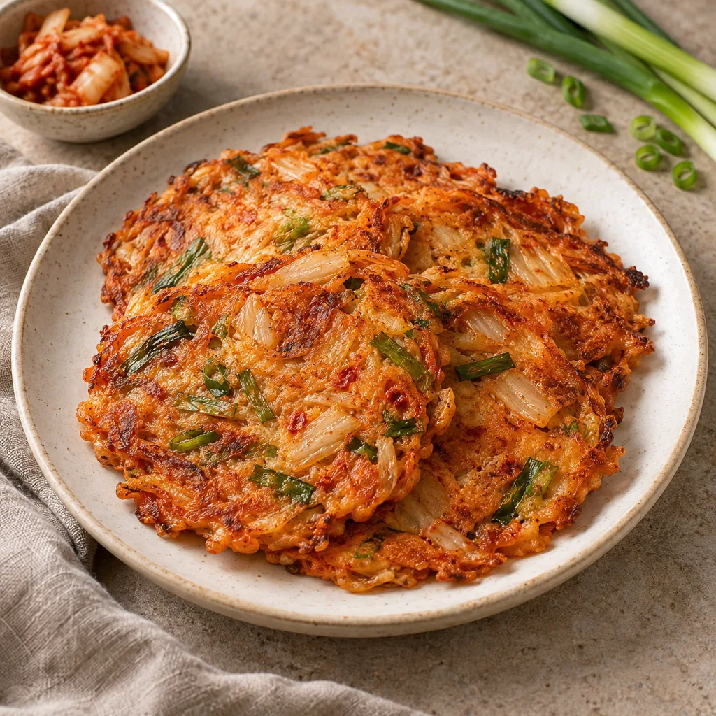 AI-generated serving suggestion for Kimchi pancakes