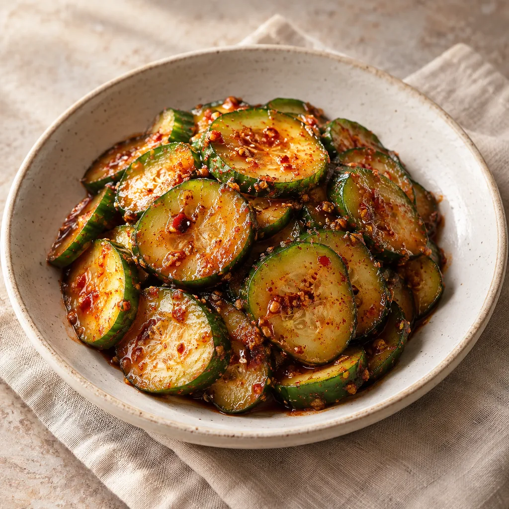 AI-generated serving suggestion for Spicy cucumber muchim