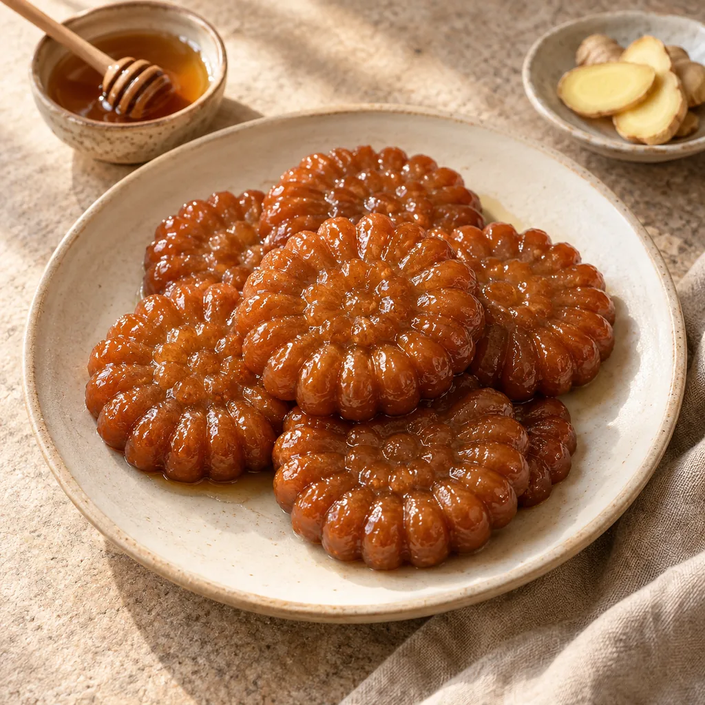 AI-generated serving suggestion for Baked honey yakgwa-style cookies