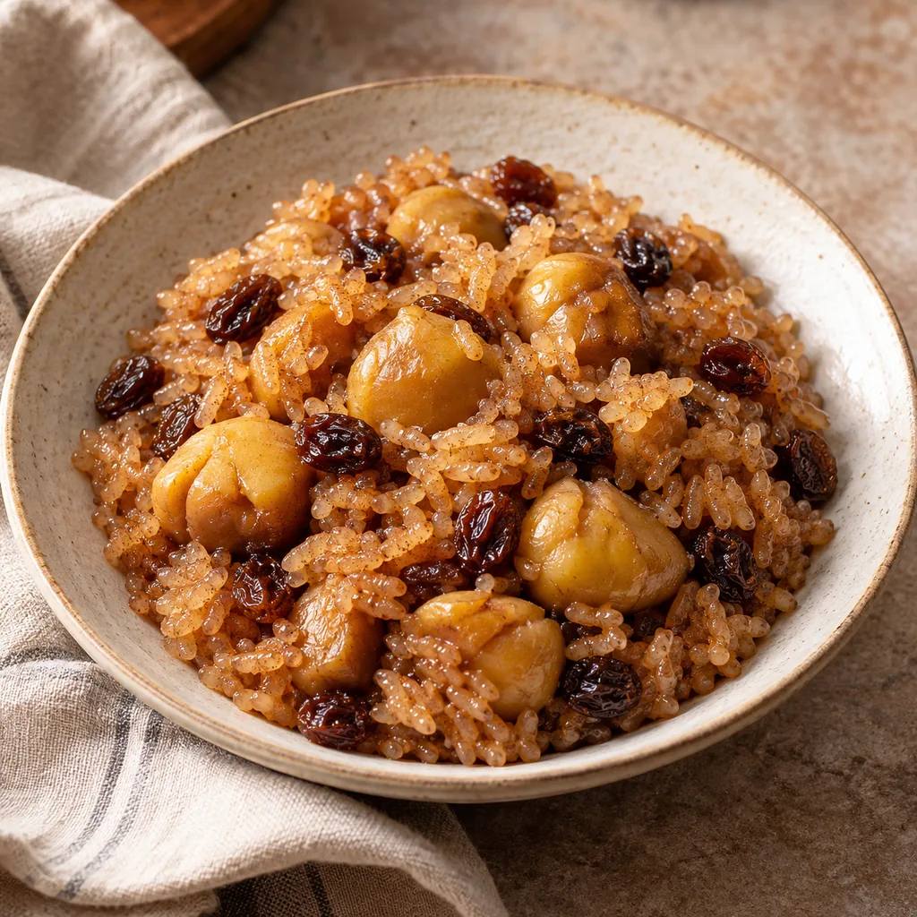 AI-generated serving suggestion for Sweet rice with chestnuts