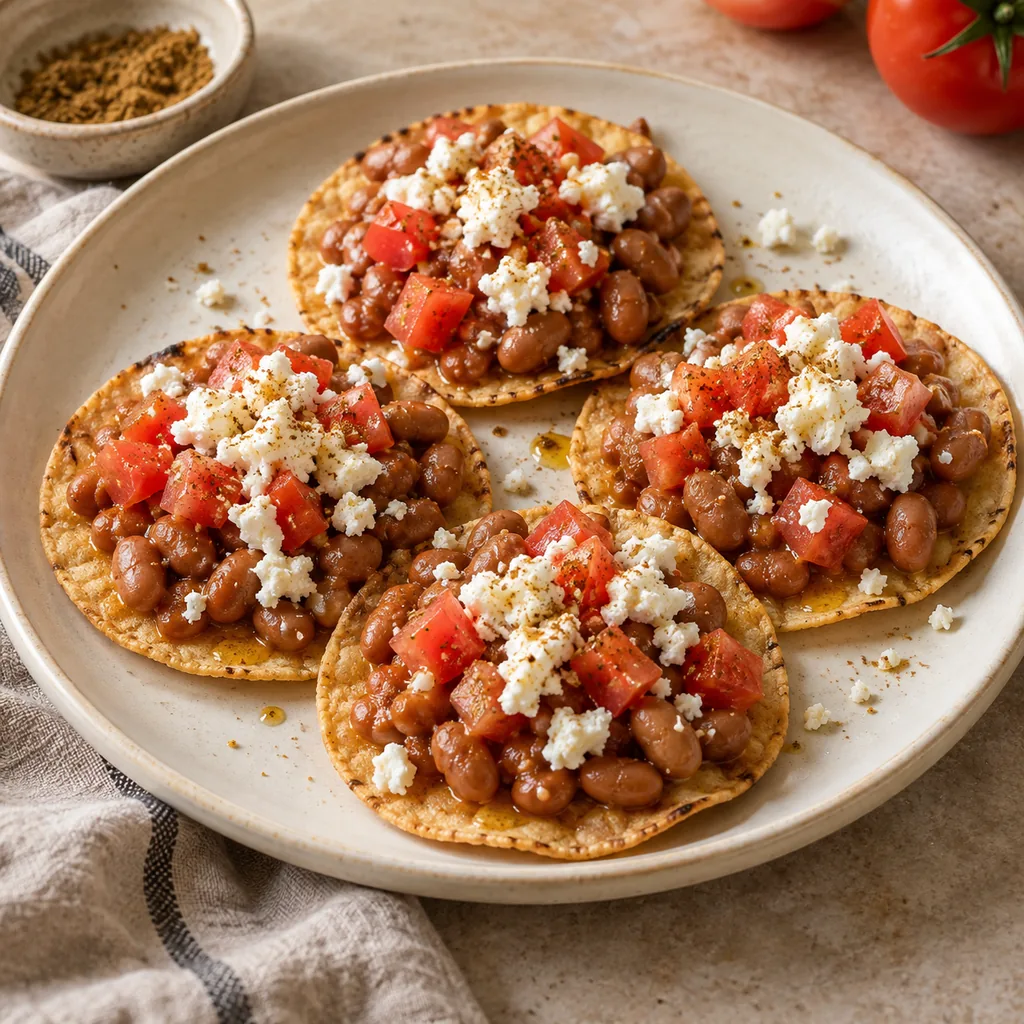 AI-generated serving suggestion for Baked bean tostada bites