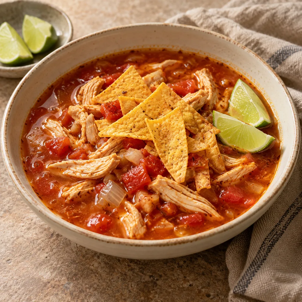 AI-generated serving suggestion for Chicken tortilla soup