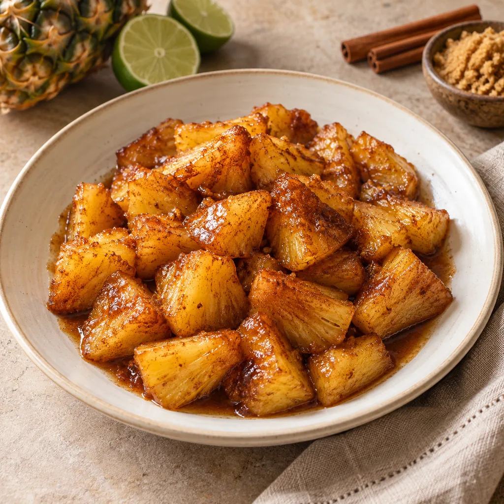 AI-generated serving suggestion for Cinnamon pineapple skillet