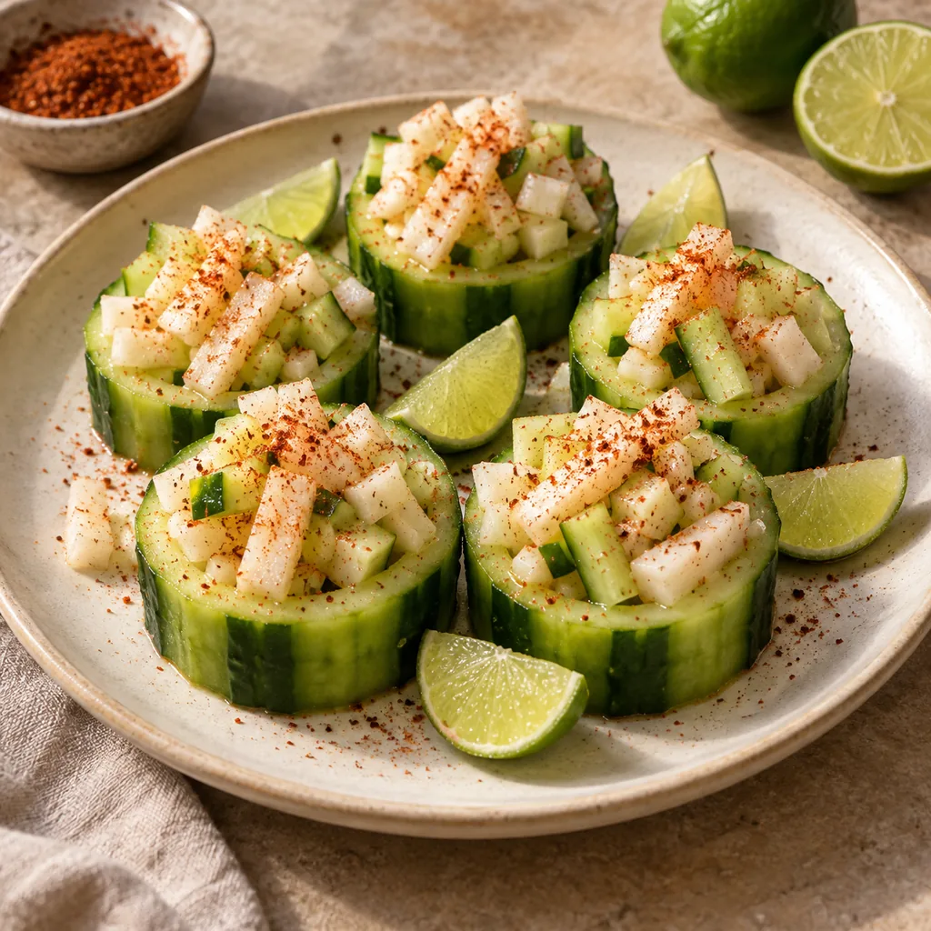 AI-generated serving suggestion for Cucumber jicama lime cups