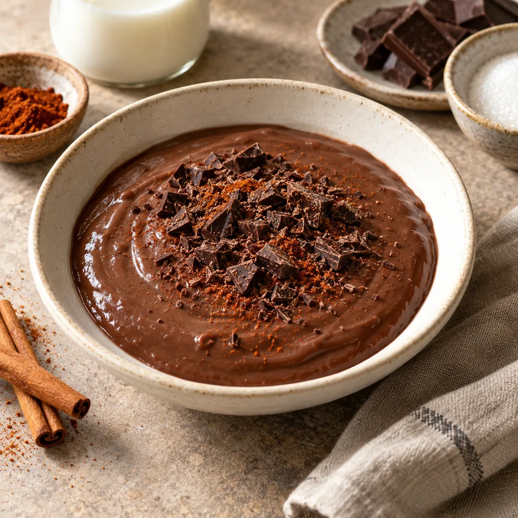 AI-generated serving suggestion for Mexican chocolate pudding
