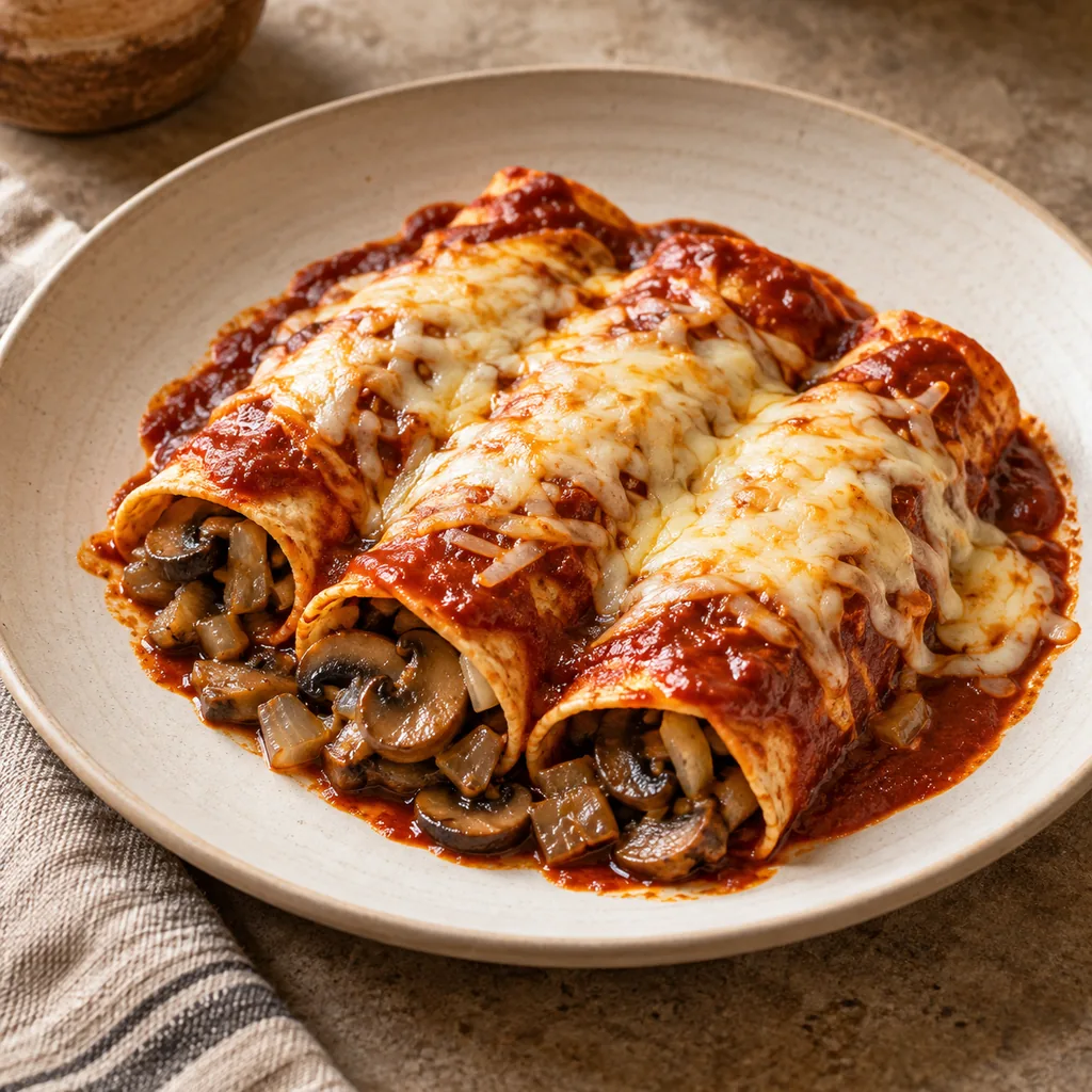 AI-generated serving suggestion for Mushroom enchiladas