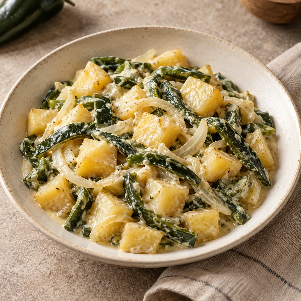 AI-generated serving suggestion for Papas con rajas