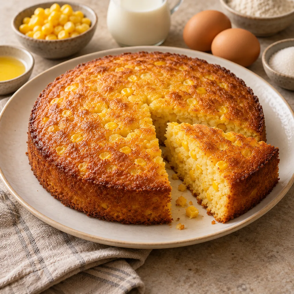 AI-generated serving suggestion for Sweet corn cake