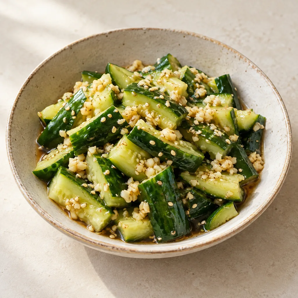 AI-generated serving suggestion for Taiwan-style garlic cucumber