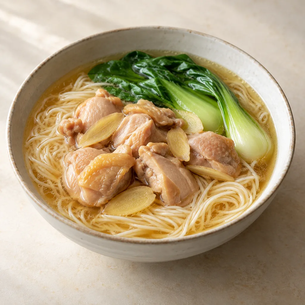 AI-generated serving suggestion for Sesame-oil chicken noodles