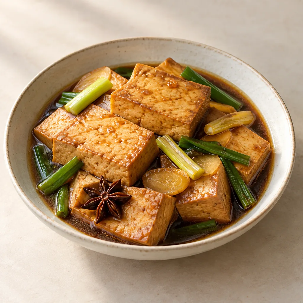 AI-generated serving suggestion for Soy-braised tofu