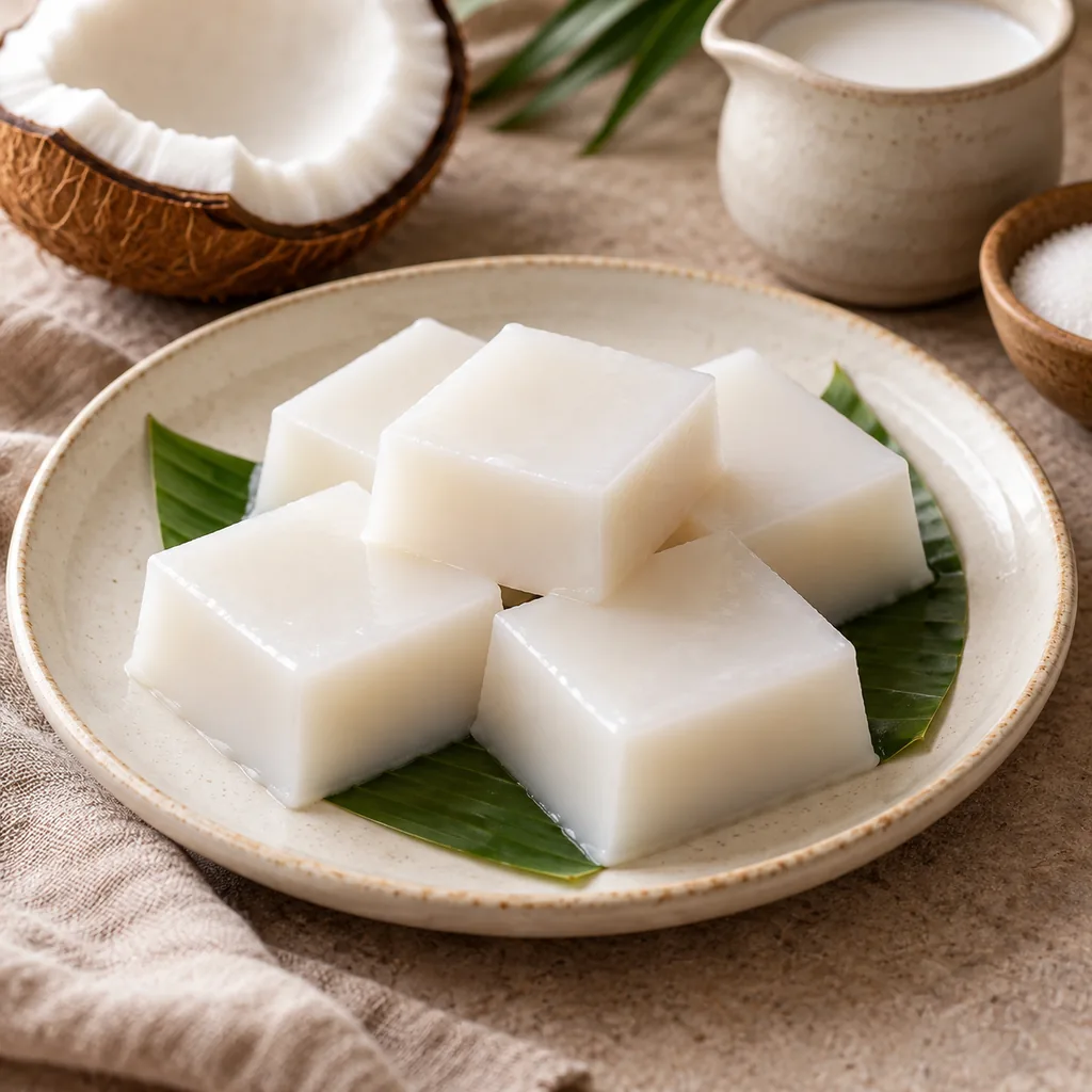 AI-generated serving suggestion for Coconut agar jelly