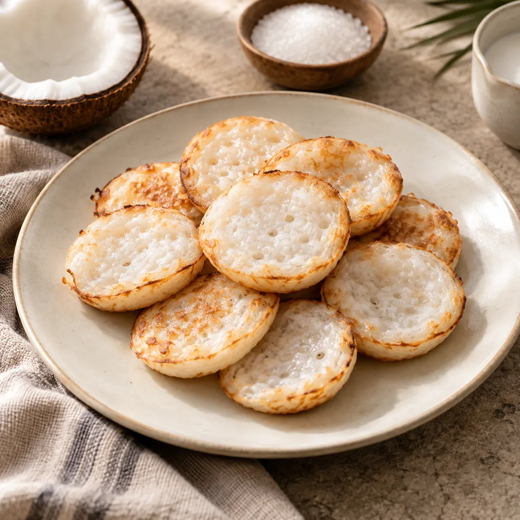 AI-generated serving suggestion for Coconut rice mini pancakes