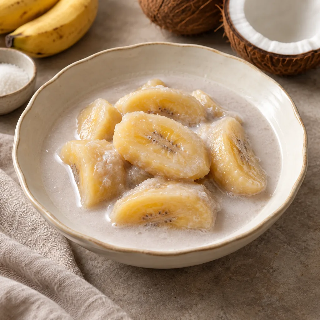 AI-generated serving suggestion for Bananas in coconut milk