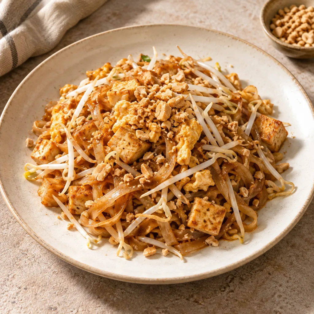 AI-generated serving suggestion for Home-style pad Thai