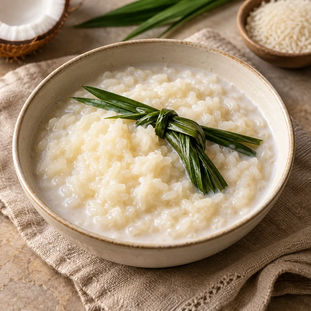 AI-generated serving suggestion for Pandan coconut rice pudding
