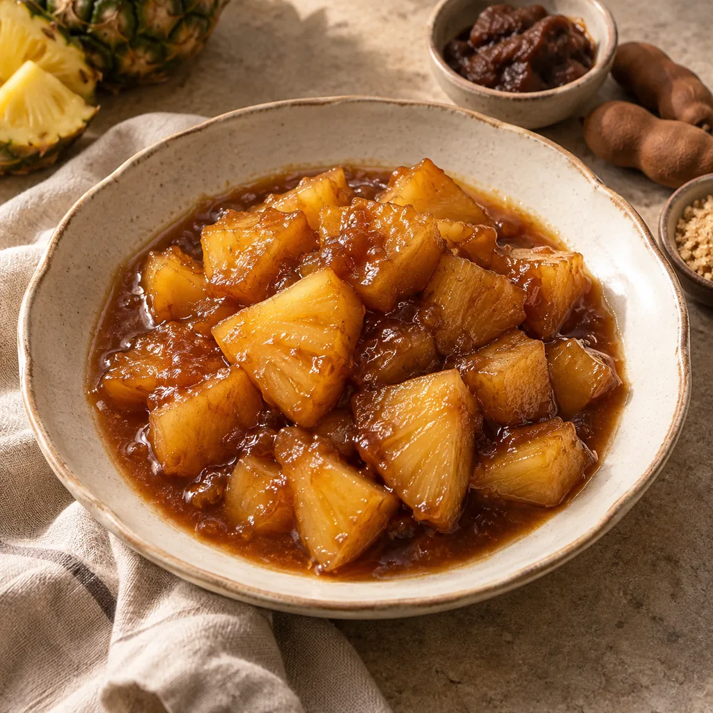 AI-generated serving suggestion for Tamarind pineapple compote