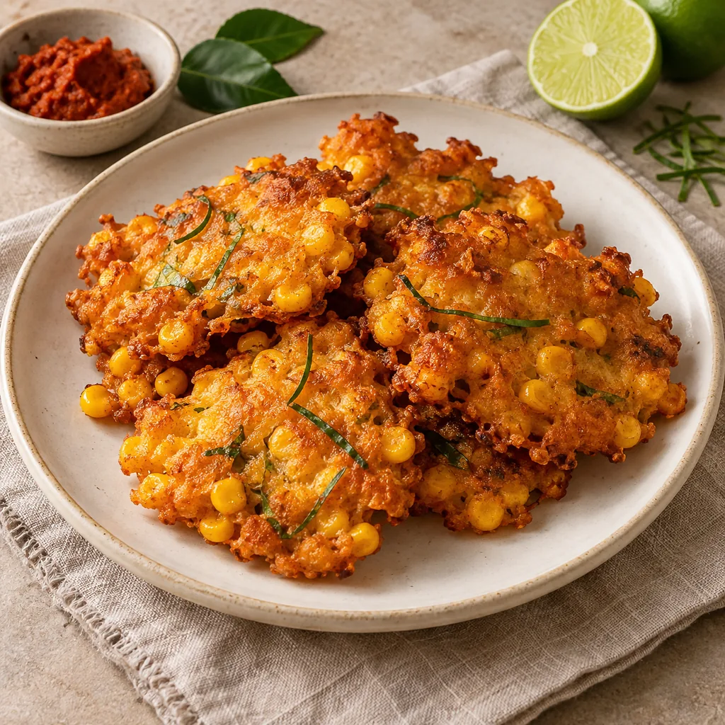 AI-generated serving suggestion for Thai corn fritters