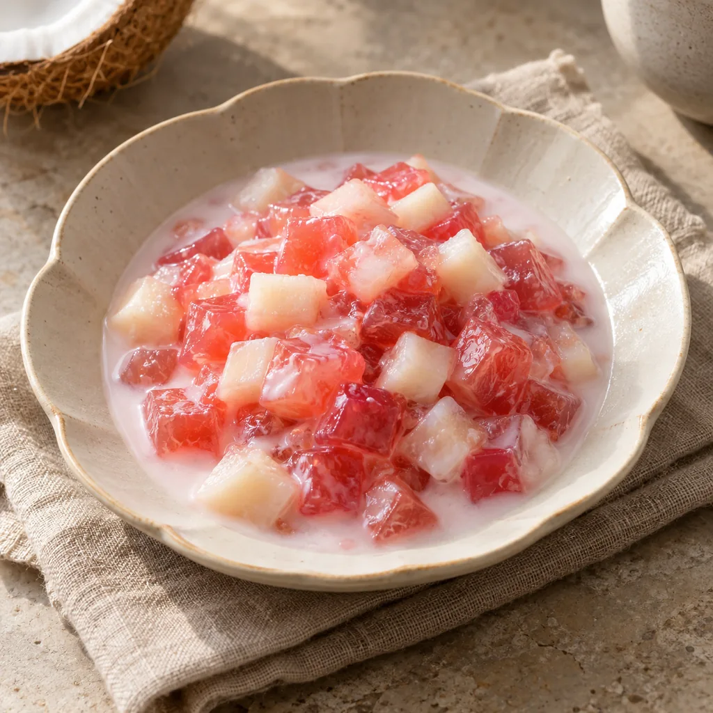 AI-generated serving suggestion for Water chestnut coconut jewels