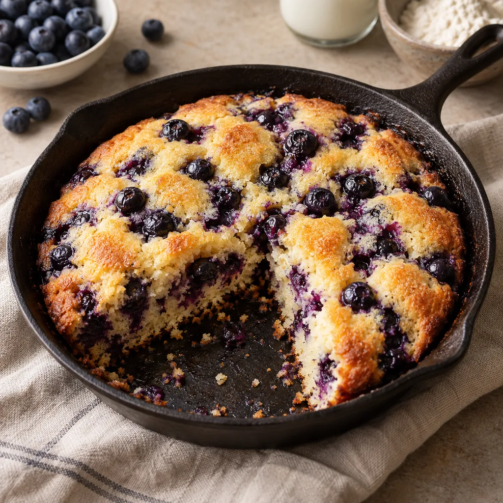 AI-generated serving suggestion for Blueberry skillet cake