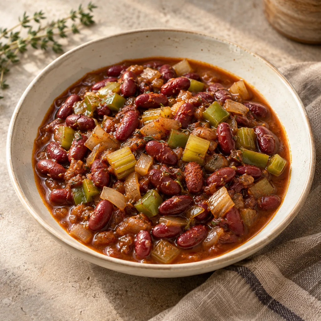 AI-generated serving suggestion for Cajun-style red beans