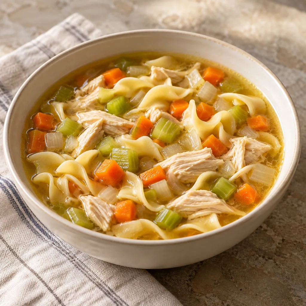 AI-generated serving suggestion for Chicken noodle soup