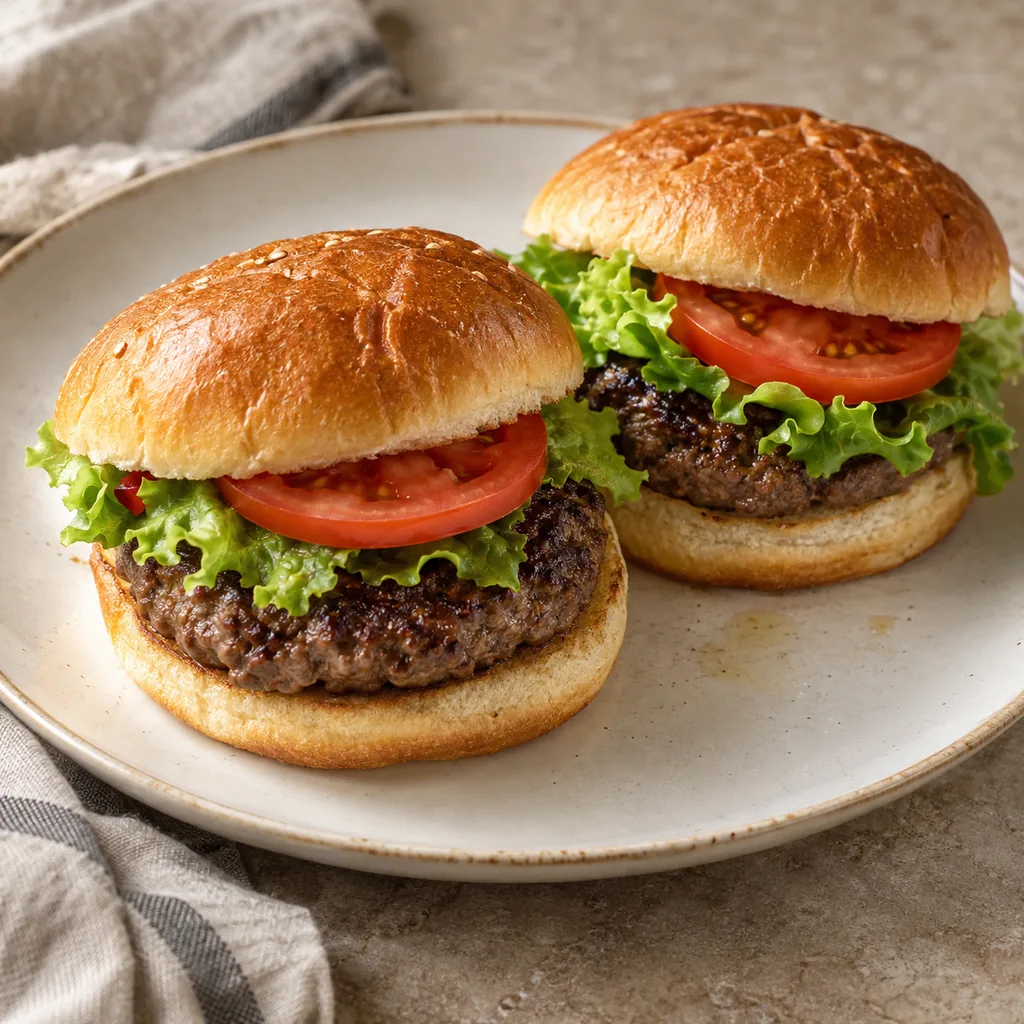 AI-generated serving suggestion for Classic beef burgers