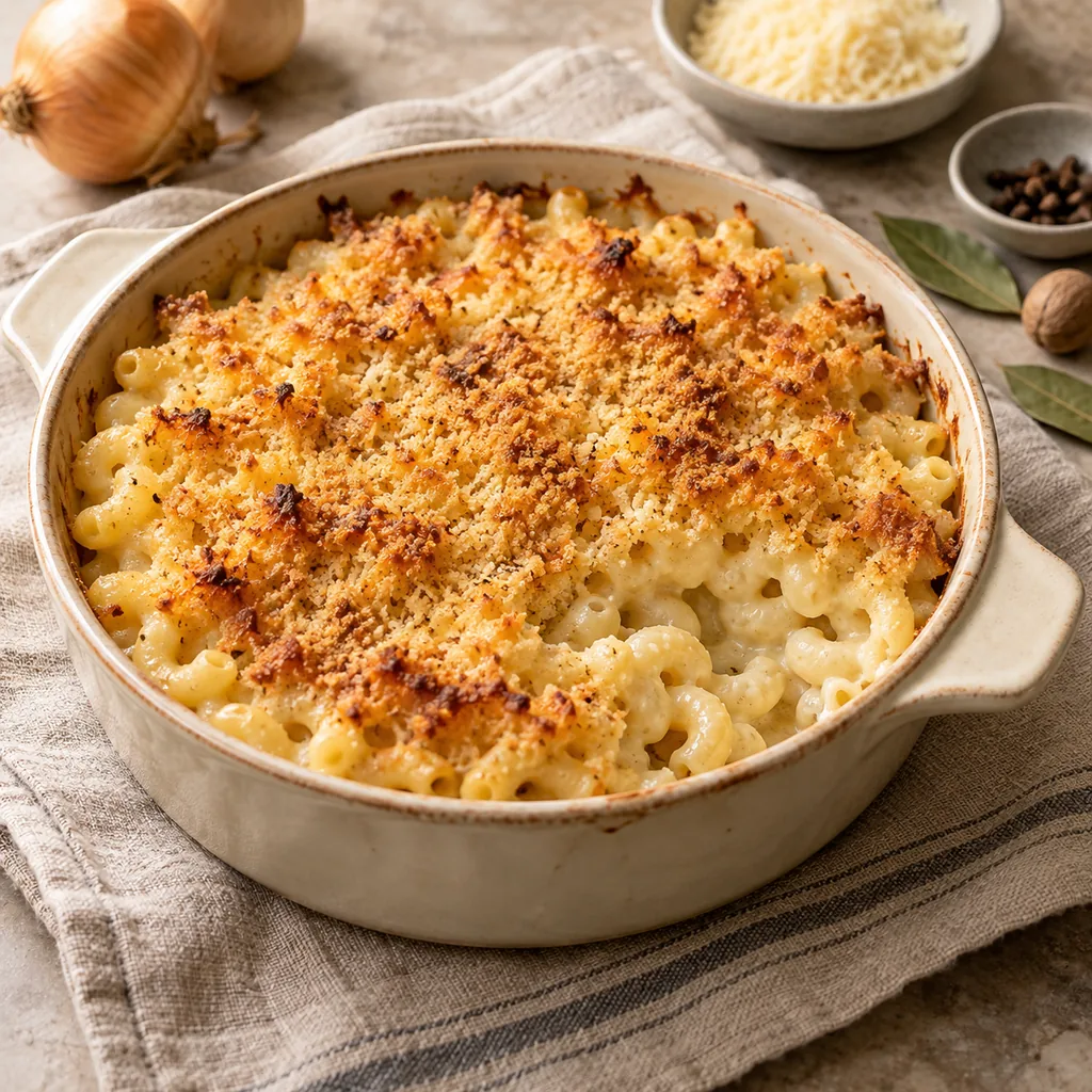 AI-generated serving suggestion for Macaroni au gratin