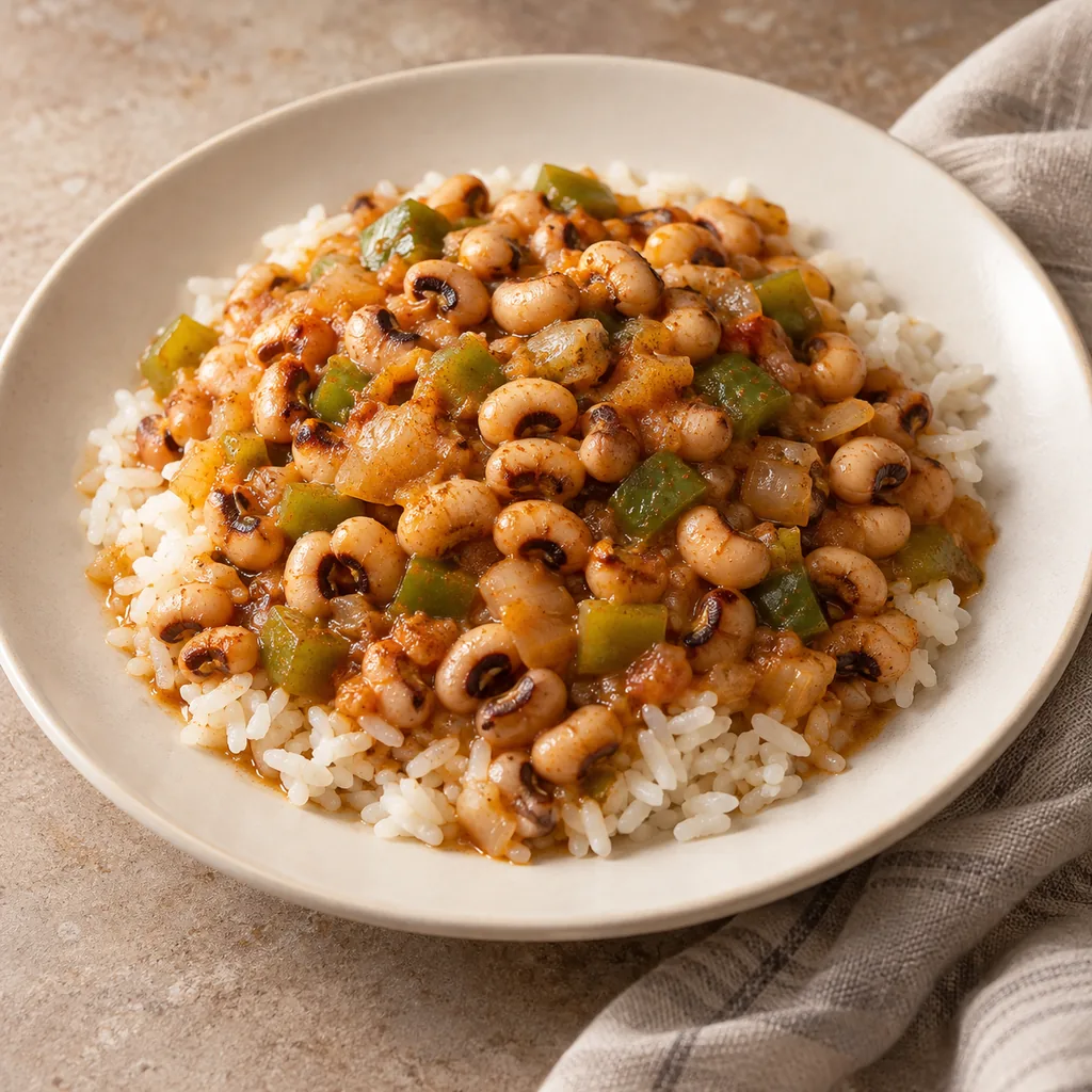 AI-generated serving suggestion for Southern-style black-eyed peas and rice