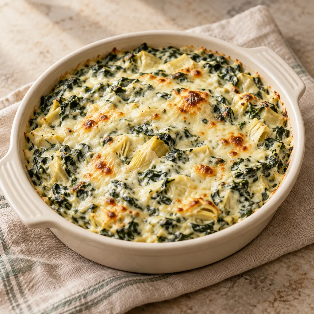 AI-generated serving suggestion for Spinach artichoke dip