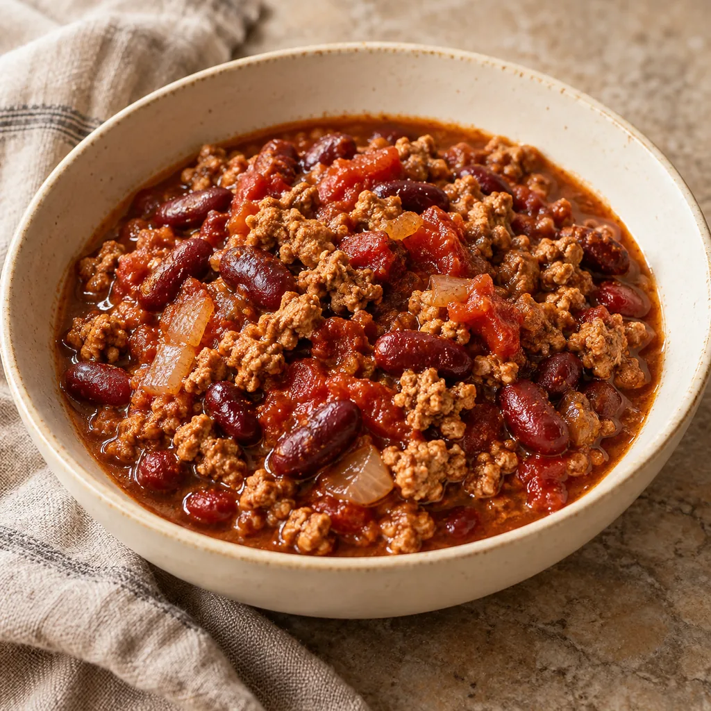 AI-generated serving suggestion for Turkey chili