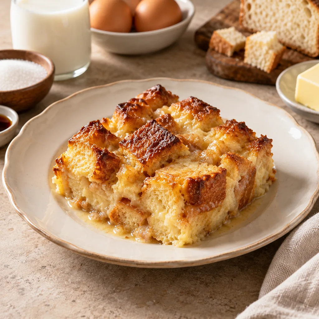 AI-generated serving suggestion for Vanilla bread pudding