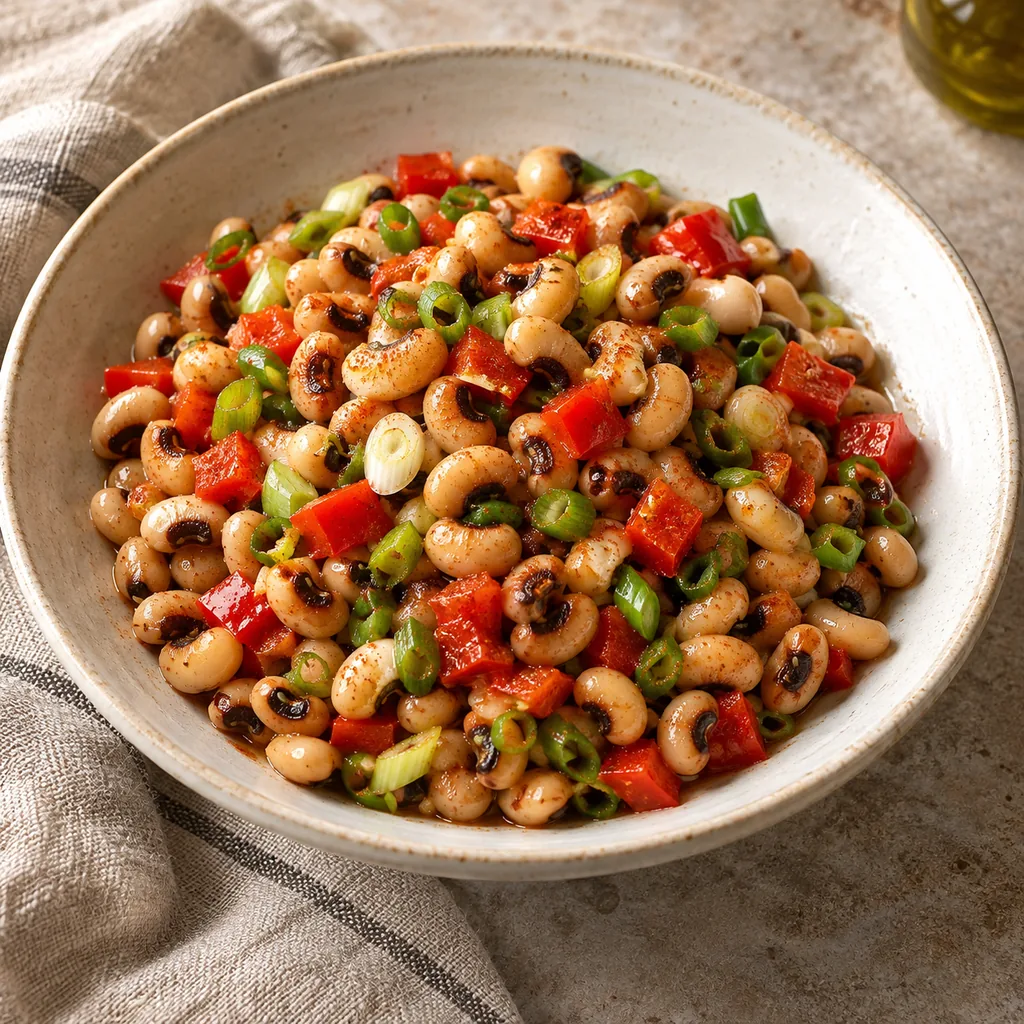 AI-generated serving suggestion for Warm black-eyed pea salad