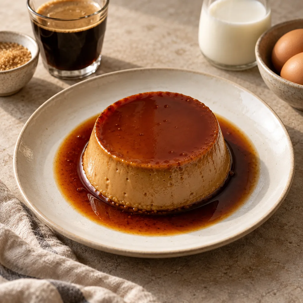 AI-generated serving suggestion for Vietnamese-style coffee flan