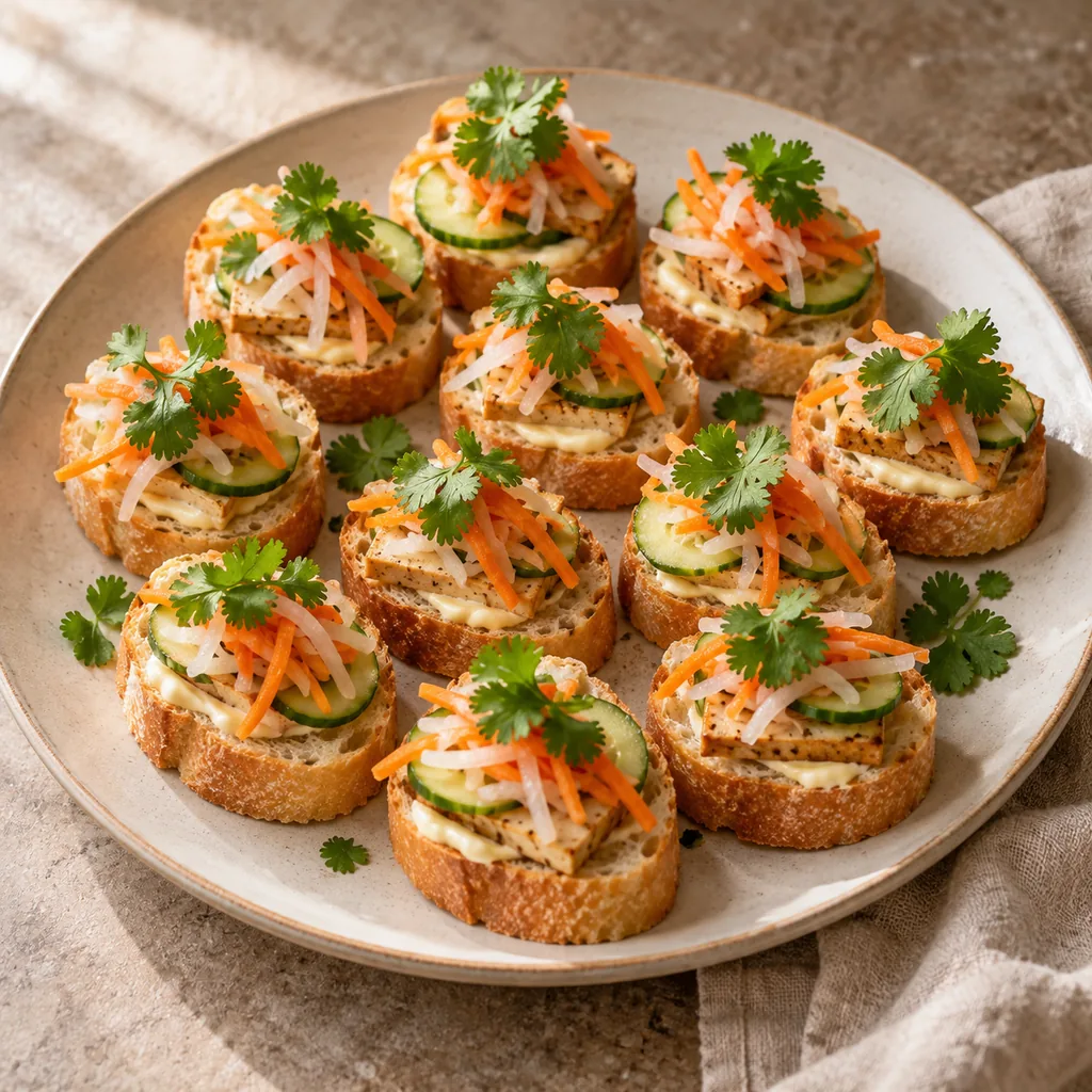 AI-generated serving suggestion for Bánh mì cucumber bites