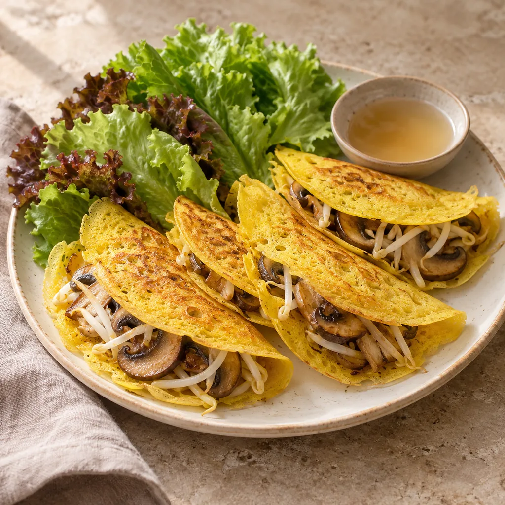 AI-generated serving suggestion for Mini mushroom bánh xèo