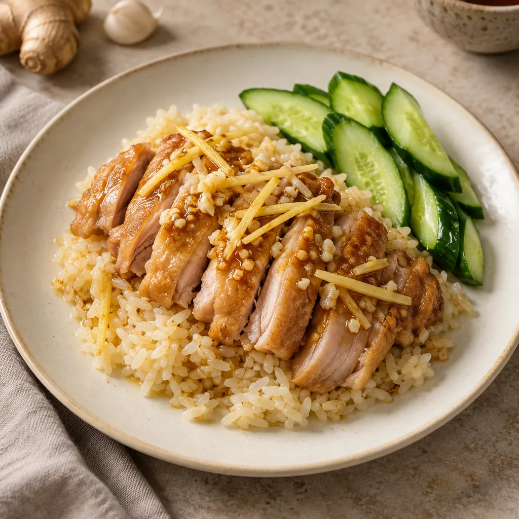 AI-generated serving suggestion for Ginger chicken rice