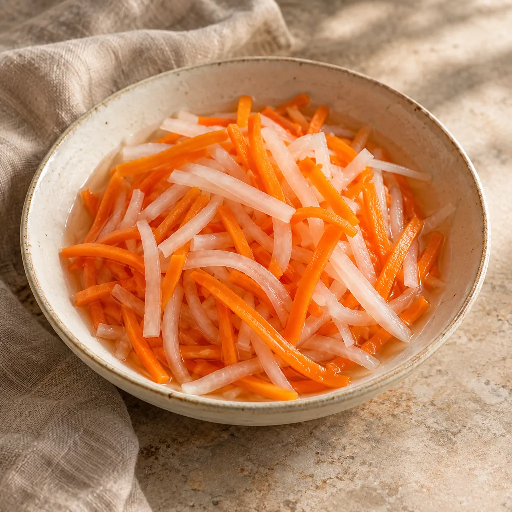 AI-generated serving suggestion for Carrot and daikon pickles
