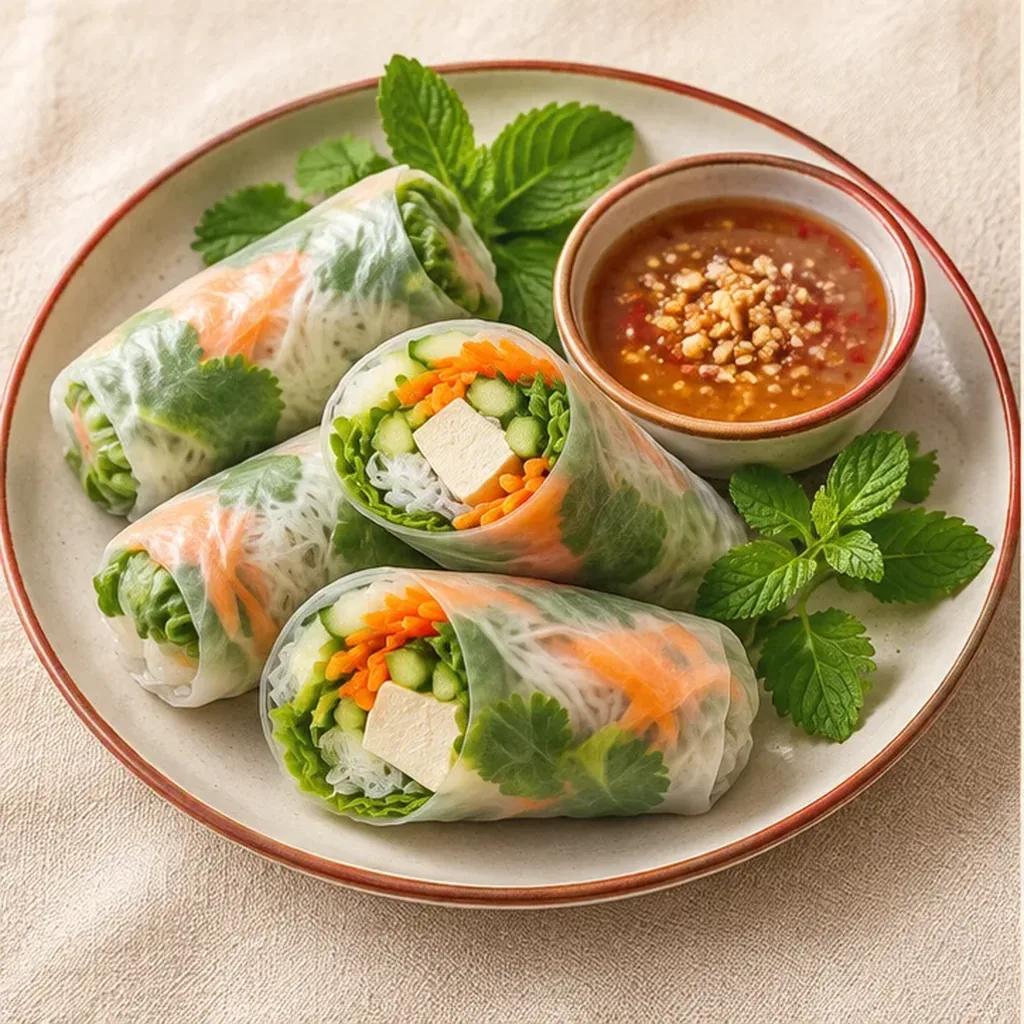 AI-generated serving suggestion for Fresh tofu spring rolls
