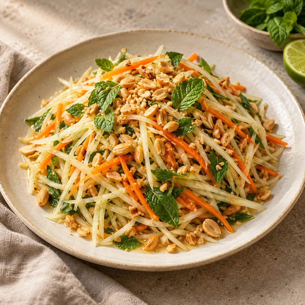 AI-generated serving suggestion for Green papaya herb salad