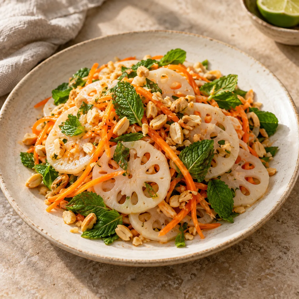 AI-generated serving suggestion for Lotus root herb salad