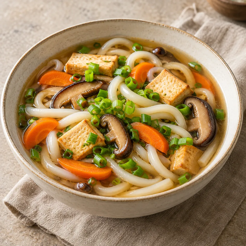 AI-generated serving suggestion for Vegetable bánh canh noodle soup